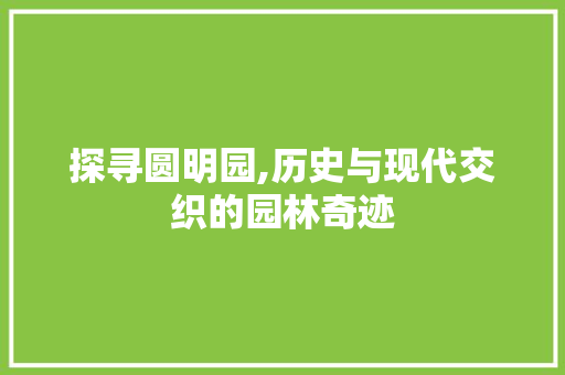 探寻圆明园,历史与现代交织的园林奇迹
