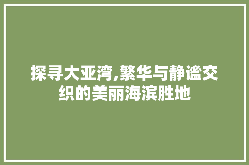 探寻大亚湾,繁华与静谧交织的美丽海滨胜地