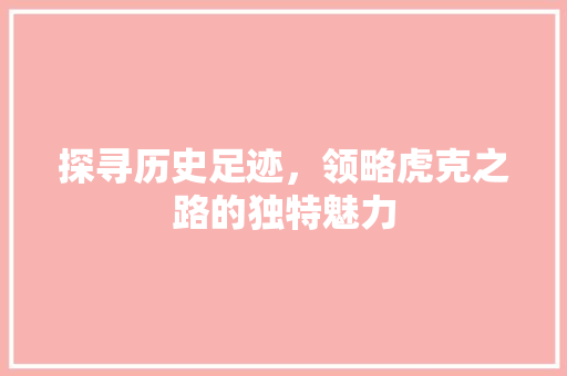 探寻历史足迹，领略虎克之路的独特魅力