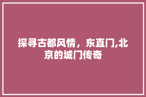 探寻古都风情，东直门,北京的城门传奇