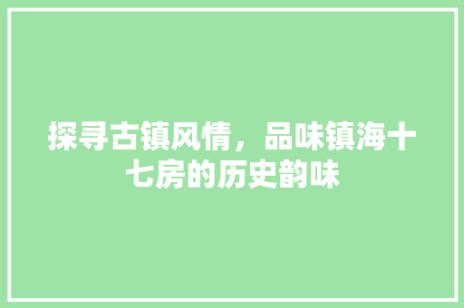 探寻古镇风情，品味镇海十七房的历史韵味