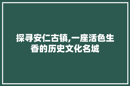 探寻安仁古镇,一座活色生香的历史文化名城