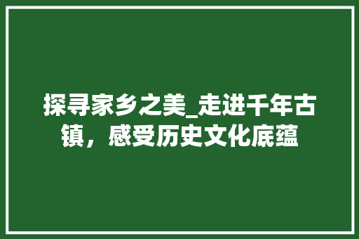 探寻家乡之美_走进千年古镇，感受历史文化底蕴