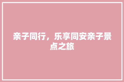 亲子同行，乐享同安亲子景点之旅  第1张