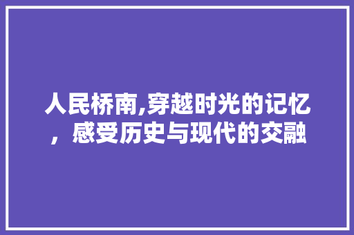 人民桥南,穿越时光的记忆，感受历史与现代的交融  第1张