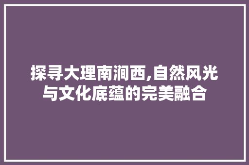 探寻大理南涧西,自然风光与文化底蕴的完美融合