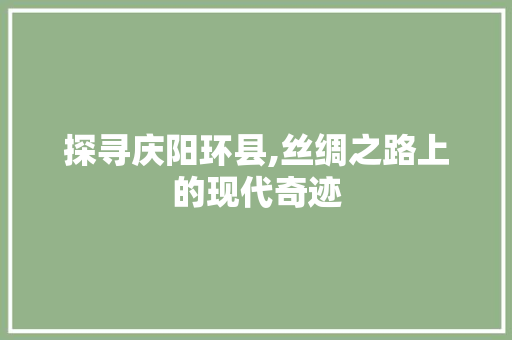 探寻庆阳环县,丝绸之路上的现代奇迹