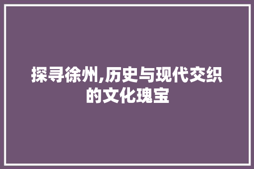 探寻徐州,历史与现代交织的文化瑰宝