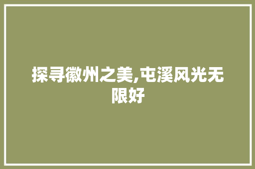 探寻徽州之美,屯溪风光无限好