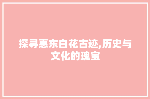 探寻惠东白花古迹,历史与文化的瑰宝
