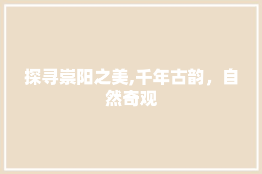 探寻崇阳之美,千年古韵，自然奇观