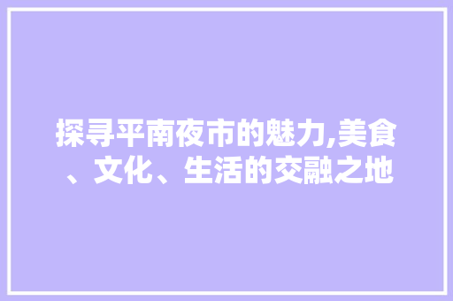 探寻平南夜市的魅力,美食、文化、生活的交融之地