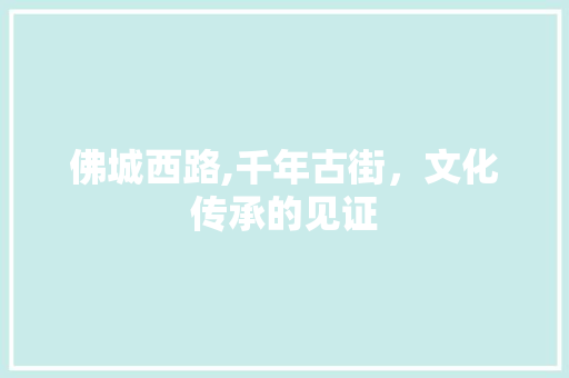 佛城西路,千年古街，文化传承的见证
