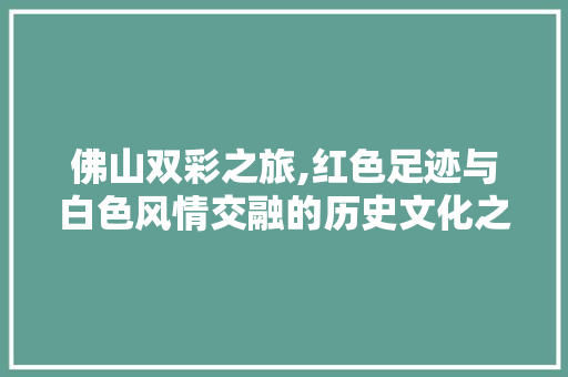 佛山双彩之旅,红色足迹与白色风情交融的历史文化之旅  第1张