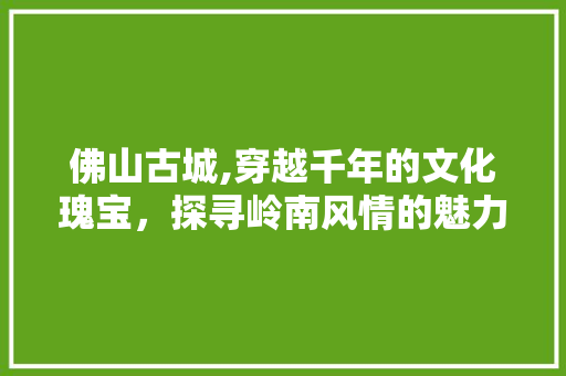 佛山古城,穿越千年的文化瑰宝，探寻岭南风情的魅力之旅  第1张