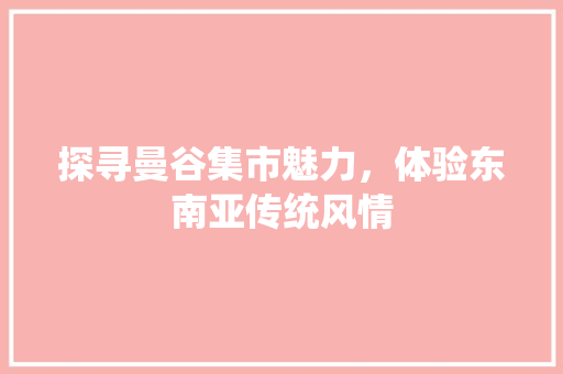 探寻曼谷集市魅力，体验东南亚传统风情  第1张