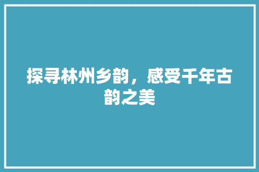 探寻林州乡韵，感受千年古韵之美
