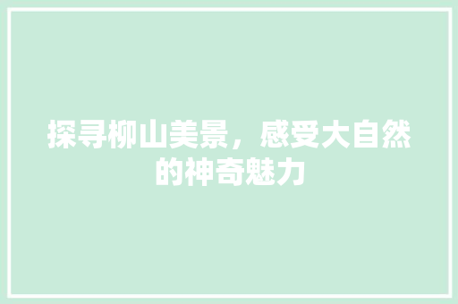 探寻柳山美景，感受大自然的神奇魅力