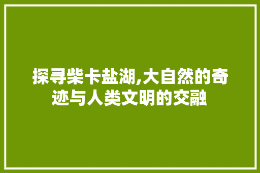 探寻柴卡盐湖,大自然的奇迹与人类文明的交融  第1张