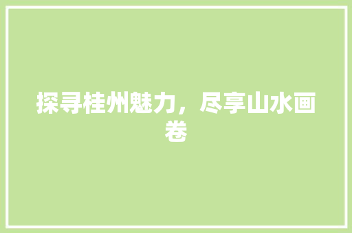 探寻桂州魅力，尽享山水画卷