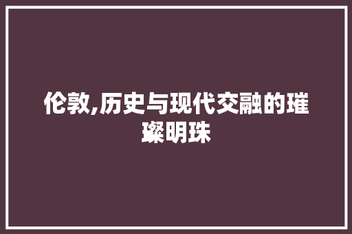 伦敦,历史与现代交融的璀璨明珠