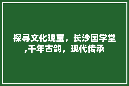 探寻文化瑰宝，长沙国学堂,千年古韵，现代传承