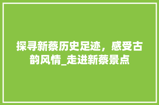 探寻新蔡历史足迹，感受古韵风情_走进新蔡景点