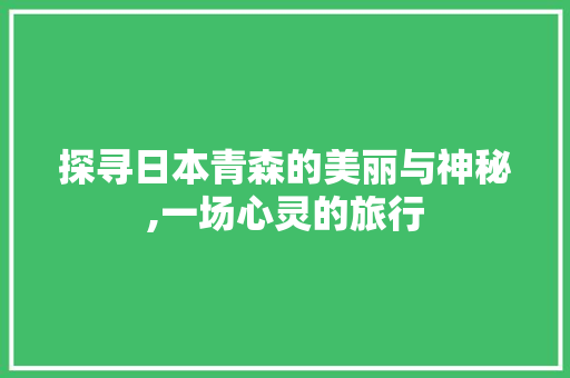 探寻日本青森的美丽与神秘,一场心灵的旅行  第1张