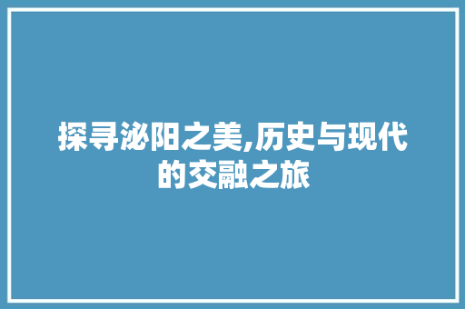 探寻泌阳之美,历史与现代的交融之旅