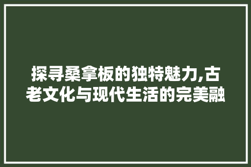 探寻桑拿板的独特魅力,古老文化与现代生活的完美融合