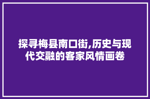 探寻梅县南口街,历史与现代交融的客家风情画卷