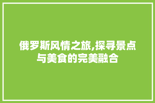俄罗斯风情之旅,探寻景点与美食的完美融合  第1张