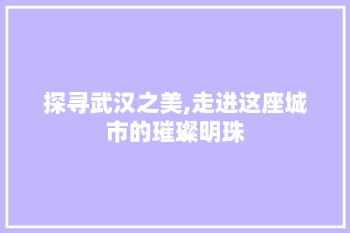 探寻武汉之美,走进这座城市的璀璨明珠  第1张