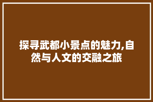 探寻武都小景点的魅力,自然与人文的交融之旅  第1张