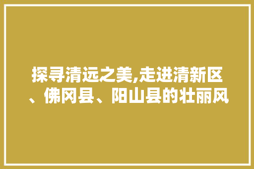 探寻清远之美,走进清新区、佛冈县、阳山县的壮丽风光