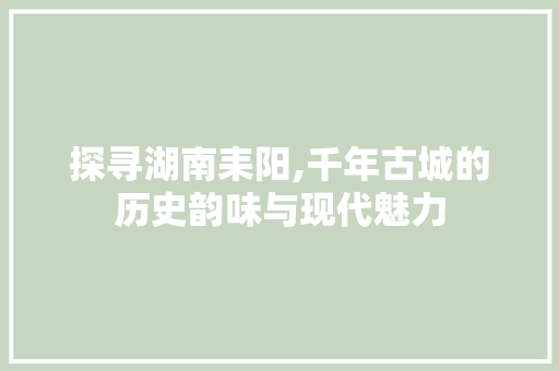 探寻湖南耒阳,千年古城的历史韵味与现代魅力