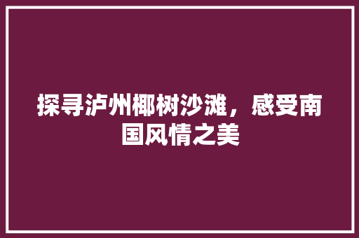 探寻泸州椰树沙滩，感受南国风情之美  第1张