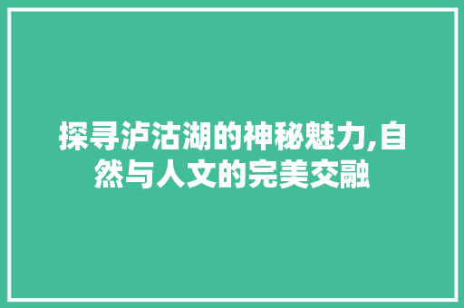 探寻泸沽湖的神秘魅力,自然与人文的完美交融