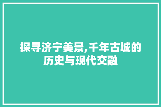 探寻济宁美景,千年古城的历史与现代交融