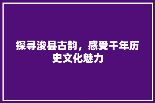 探寻浚县古韵，感受千年历史文化魅力