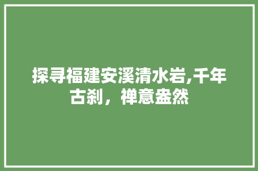 探寻福建安溪清水岩,千年古刹，禅意盎然