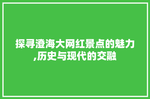 探寻澄海大网红景点的魅力,历史与现代的交融
