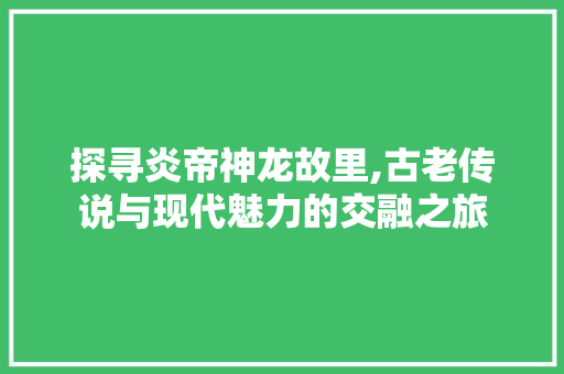 探寻炎帝神龙故里,古老传说与现代魅力的交融之旅