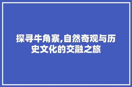 探寻牛角寨,自然奇观与历史文化的交融之旅