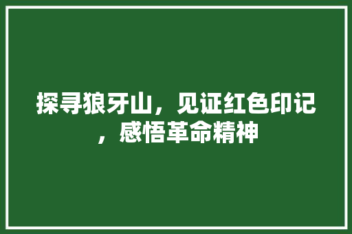 探寻狼牙山，见证红色印记，感悟革命精神