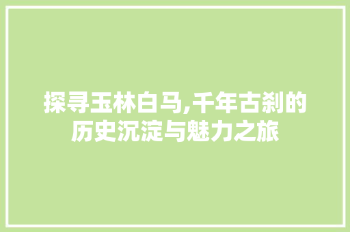 探寻玉林白马,千年古刹的历史沉淀与魅力之旅