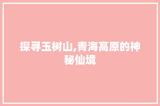 探寻玉树山,青海高原的神秘仙境  第1张