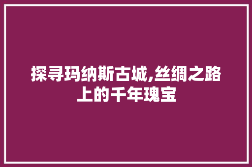 探寻玛纳斯古城,丝绸之路上的千年瑰宝