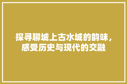 探寻聊城上古水城的韵味，感受历史与现代的交融  第1张