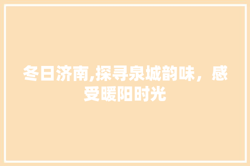 冬日济南,探寻泉城韵味，感受暖阳时光